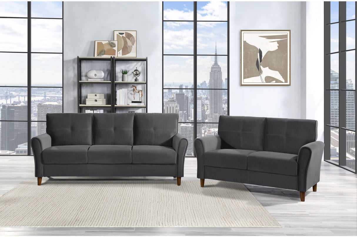 Dunleith Charcoal Gray Velvet Living Room Set -  Homelegance - Luna Furniture