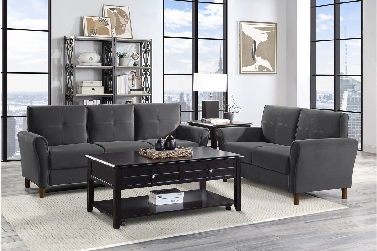 Dunleith Charcoal Gray Velvet Living Room Set -  Homelegance - Luna Furniture