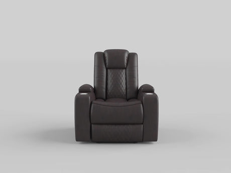 9366DB-1PWH Power Reclining Chair with Power Headrest, Cup holders and Storage Arms - Luna Furniture