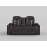 9366DB-2PWH Power Double Reclining Love Seat with Center Console, Power Headrests, Storage Arms and Cup holders - Luna Furniture