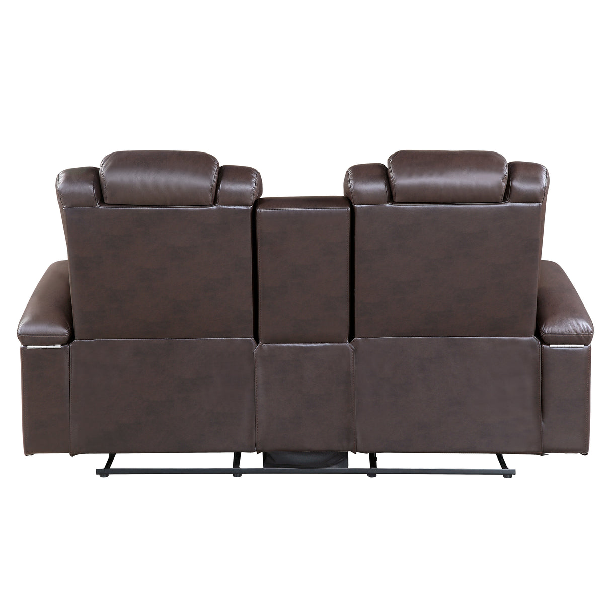 9366DB-2PWH Power Double Reclining Love Seat with Center Console, Power Headrests, Storage Arms and Cup holders - Luna Furniture