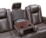 9366DB-3PWH Power Double Reclining Sofa with Center Drop-Down Cup Holders, Power Headrests, Storage Arms, Cup holders and Reading Lights - Luna Furniture