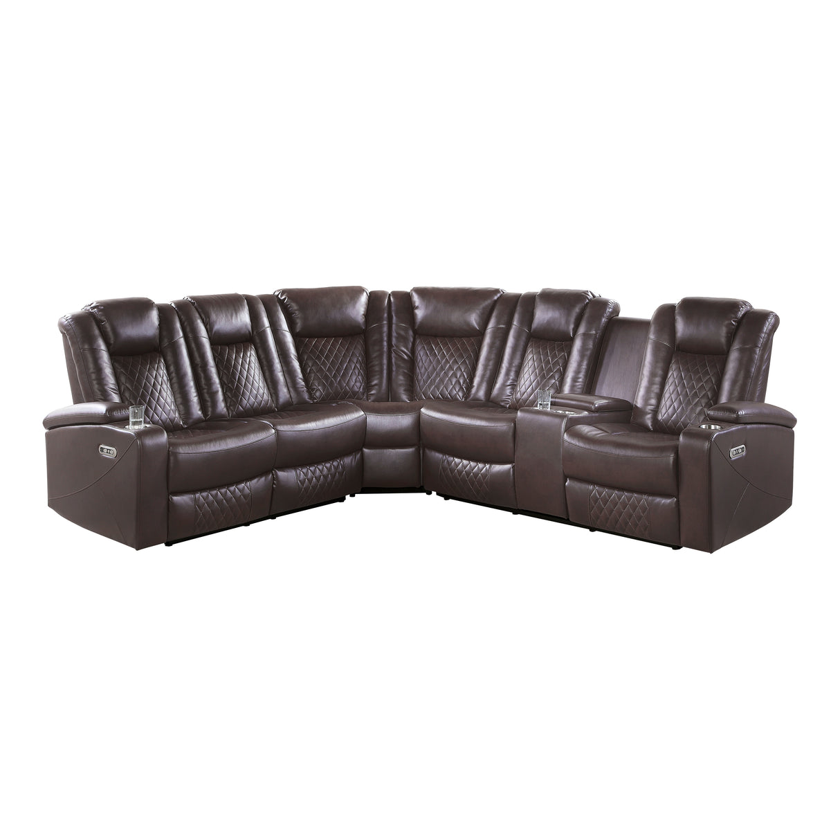 Caelan Dark Brown LED Power Reclining Sectional from Homelegance - Luna Furniture