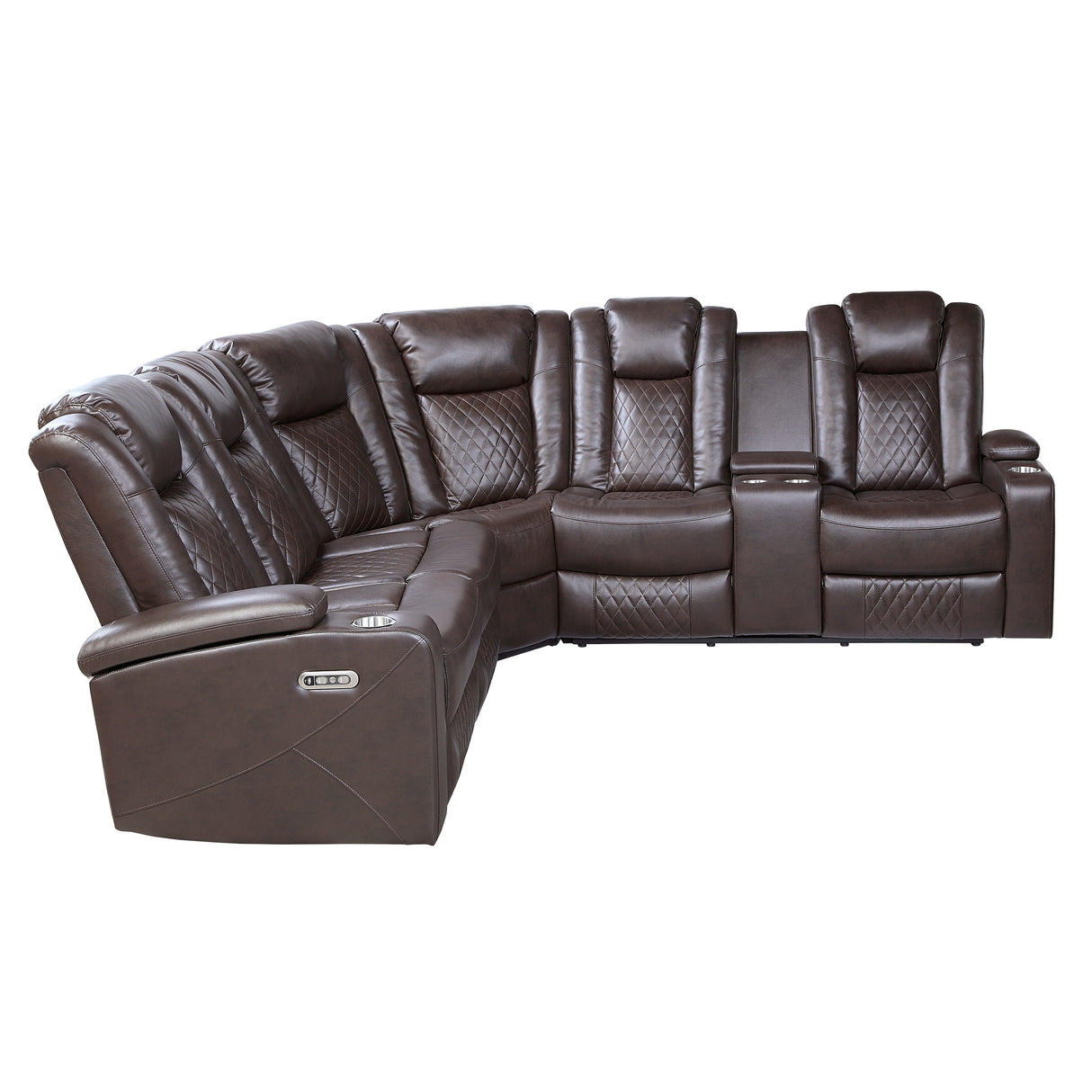 Caelan Dark Brown LED Power Reclining Sectional from Homelegance - Luna Furniture