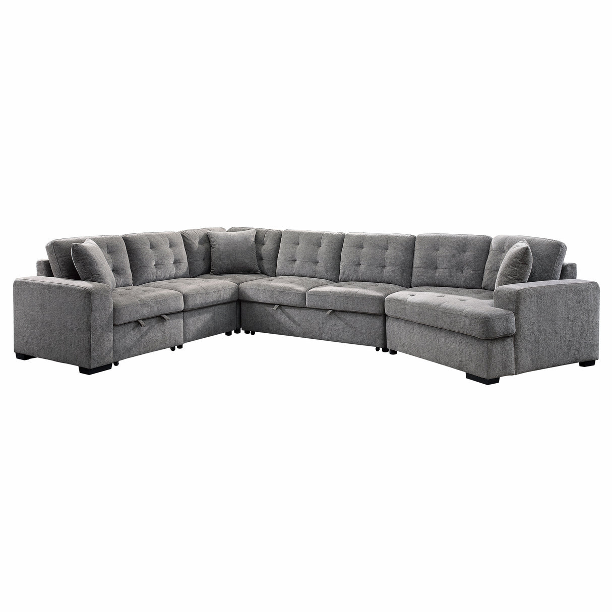 9401GRY*42LRU (4)4-Piece Sectional with Pull-out Bed and Pull-out Ottoman - Luna Furniture