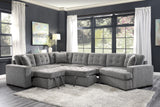 9401GRY*42LRU (4)4-Piece Sectional with Pull-out Bed and Pull-out Ottoman - Luna Furniture