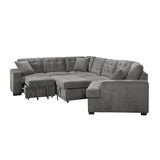 9401GRY*42LRU (4)4-Piece Sectional with Pull-out Bed and Pull-out Ottoman - Luna Furniture