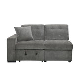 9401GRY*42LRU (4)4-Piece Sectional with Pull-out Bed and Pull-out Ottoman - Luna Furniture