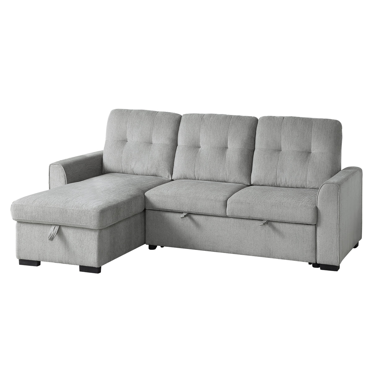 9402GRY*SC (2)2-Piece Reversible Sectional with Pull-out Bed and Hidden Storage - Luna Furniture