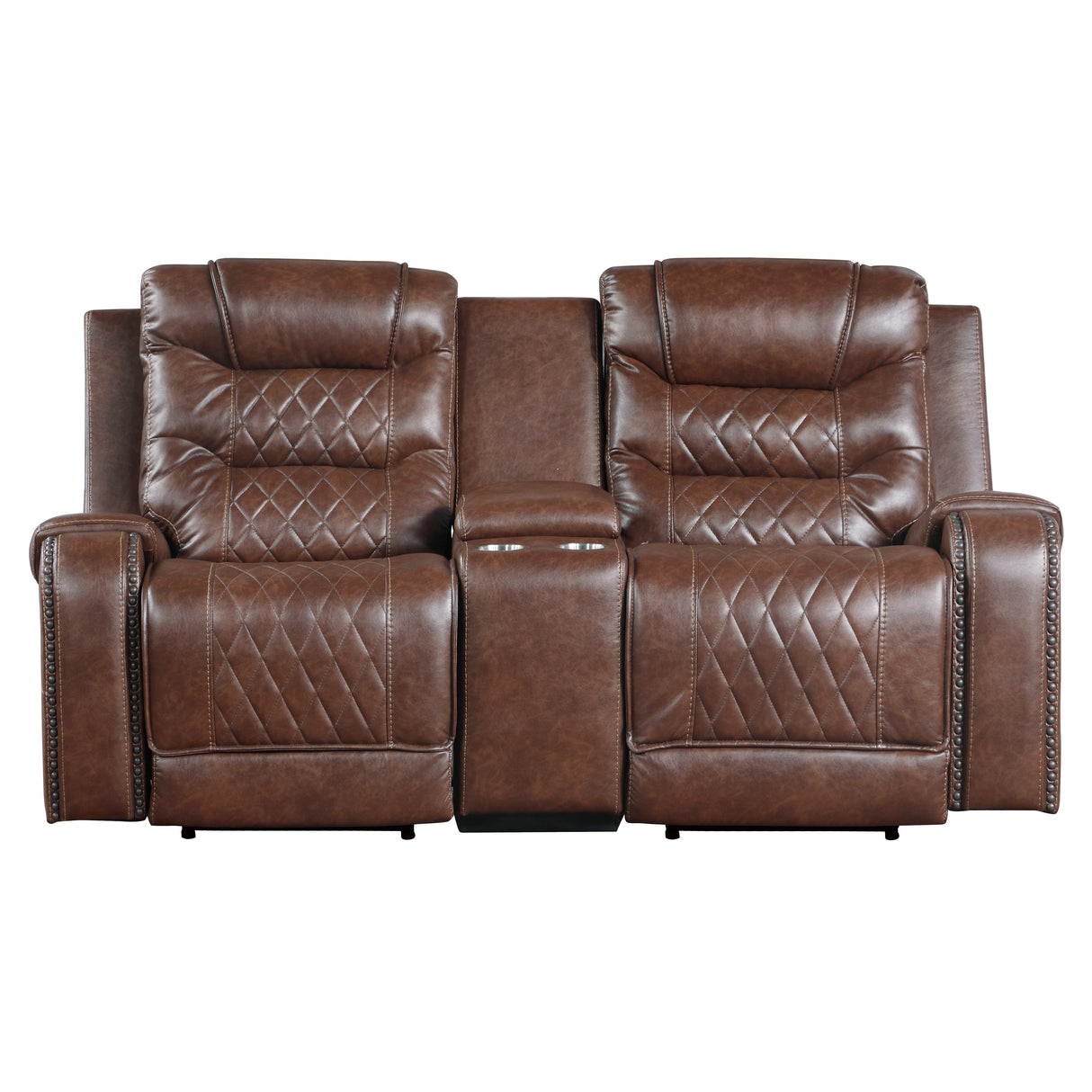 9405BR-2PW Power Double Reclining Love Seat with Center Console, Receptacles and USB Ports - Luna Furniture