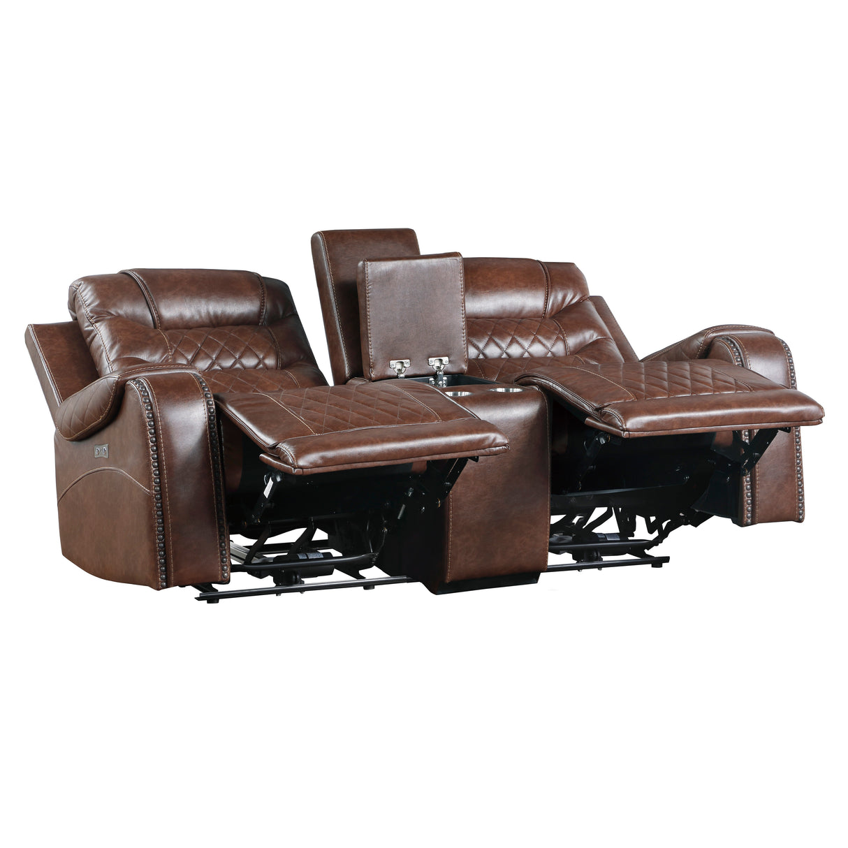 9405BR-2PW Power Double Reclining Love Seat with Center Console, Receptacles and USB Ports - Luna Furniture