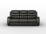 9405GY-3PW Power Double Reclining Sofa with Center Drop-Down Cup Holders, Receptacles and USB Ports - Luna Furniture