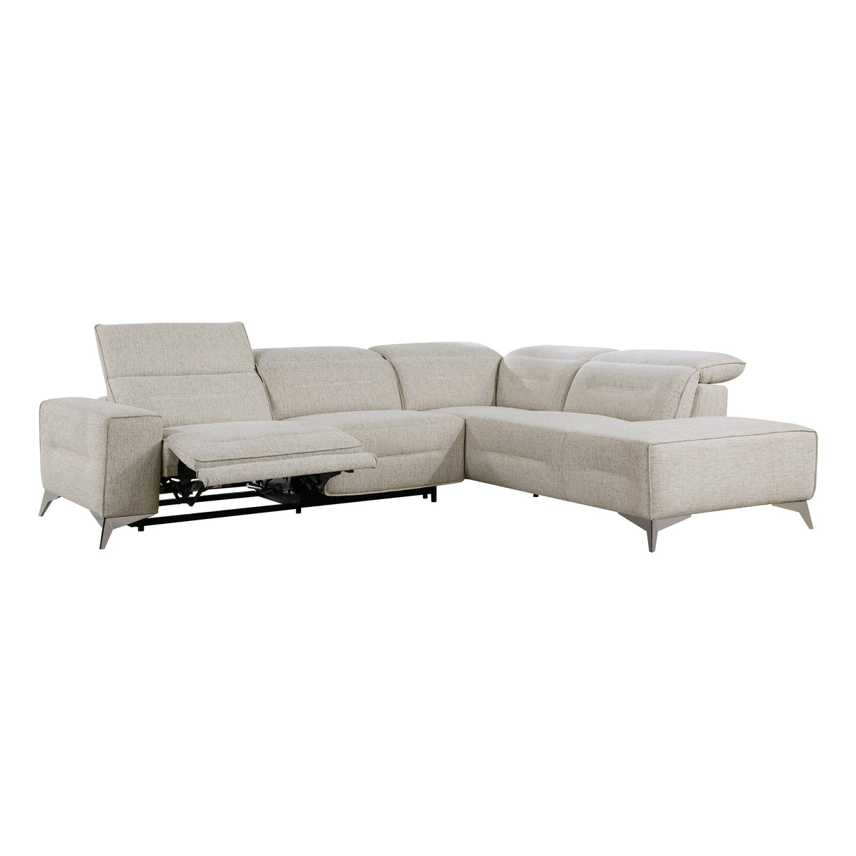 Adahlia Sand RAF Chaise Power Reclining Sectional from Homelegance - Luna Furniture