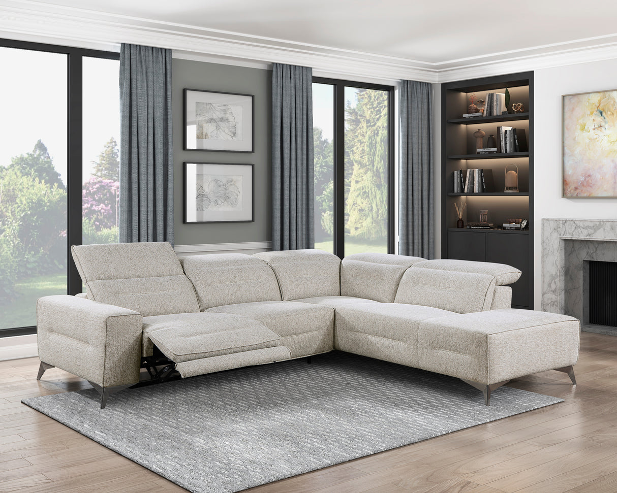 Adahlia Sand RAF Chaise Power Reclining Sectional from Homelegance - Luna Furniture