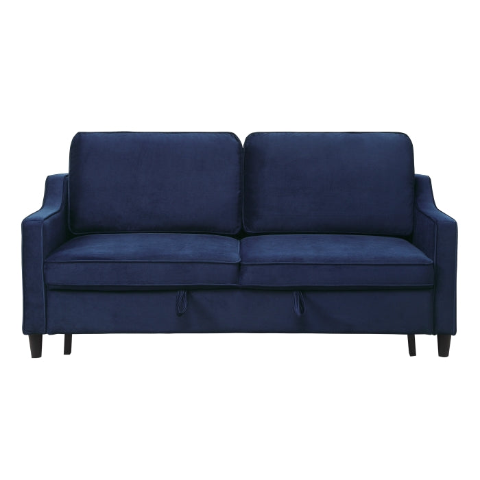 Adelia Navy  Velvet Convertible Studio Sofa with Pull-out Bed -  Homelegance - Luna Furniture