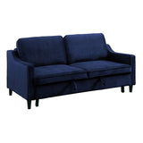 Adelia Navy  Velvet Convertible Studio Sofa with Pull-out Bed -  Homelegance - Luna Furniture