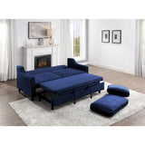 Adelia Navy  Velvet Convertible Studio Sofa with Pull-out Bed -  Homelegance - Luna Furniture