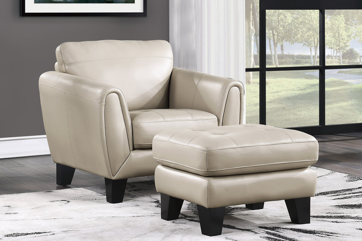 Spivey Beige Leather Ottoman from Homelegance - Luna Furniture