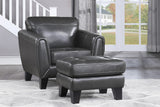 Spivey Dark Gray Leather Ottoman from Homelegance - Luna Furniture