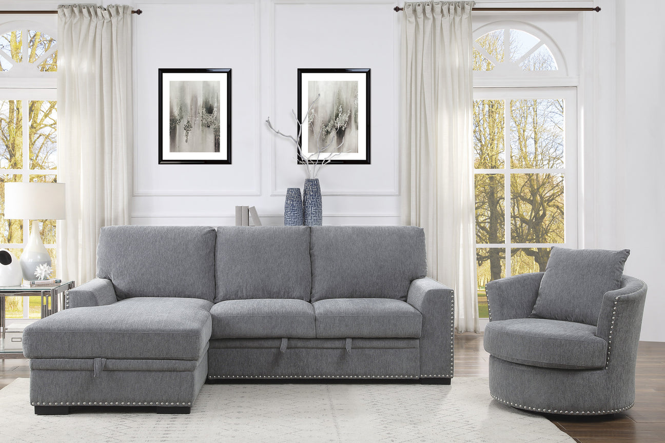 Morelia Gray LAF Storage Sleeper Sofa Chaise from Homelegance - Luna Furniture