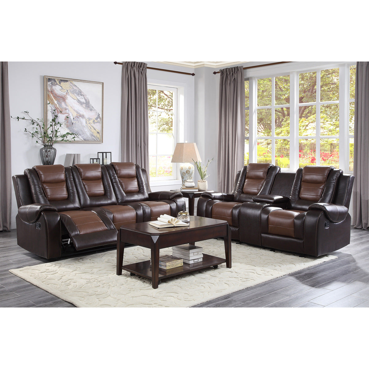 Briscoe Brown Double Reclining Living Room Set from Homelegance - Luna Furniture