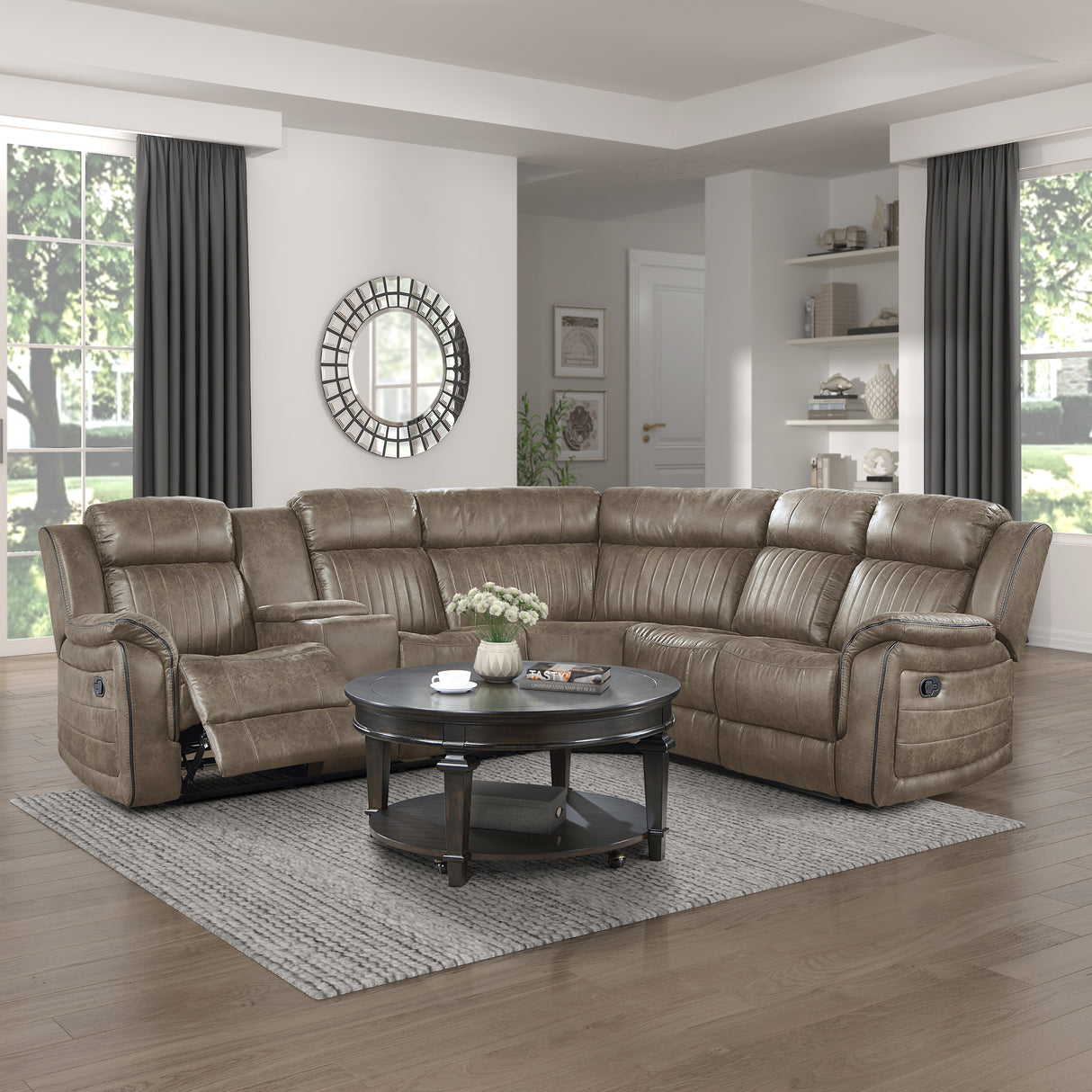 9479SDB*SC (3)3-Piece Reclining Sectional with Left Console - Luna Furniture