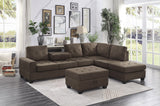 9507CHC*3OT (2)2-Piece Reversible Sectional with Drop-Down Cup Holders and Storage Ottoman - Luna Furniture