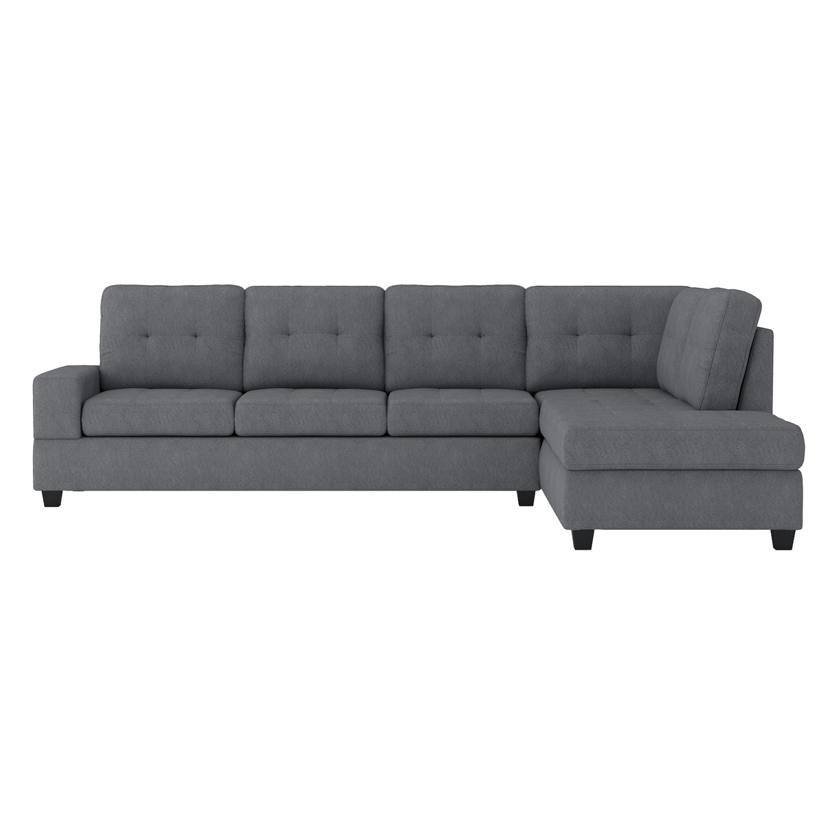 9507DGY*3OT (2)2-Piece Reversible Sectional with Drop-Down Cup Holders and Storage Ottoman - Luna Furniture