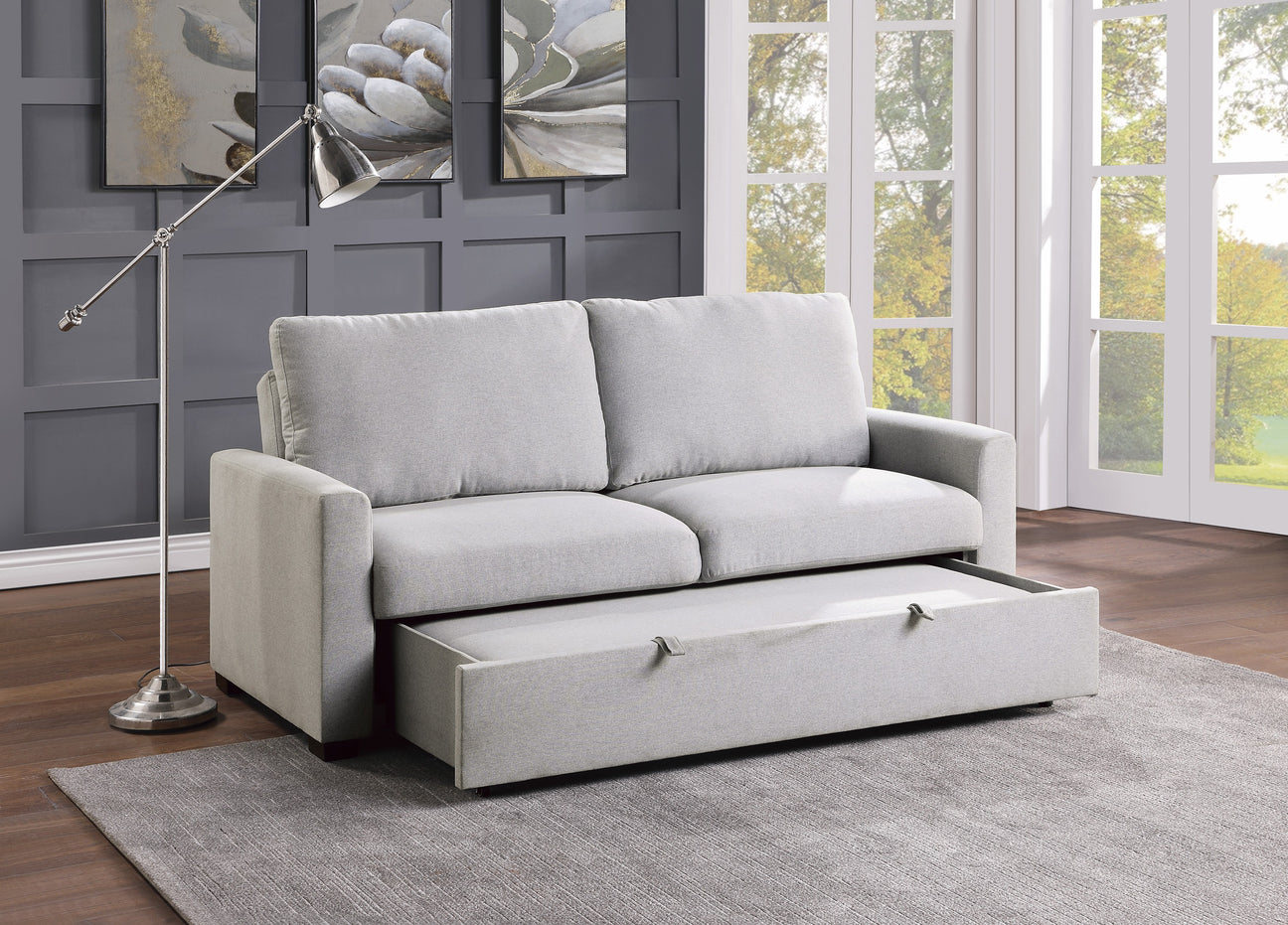 Price Gray Convertible Studio Sofa with Pull-out Bed from Homelegance - Luna Furniture