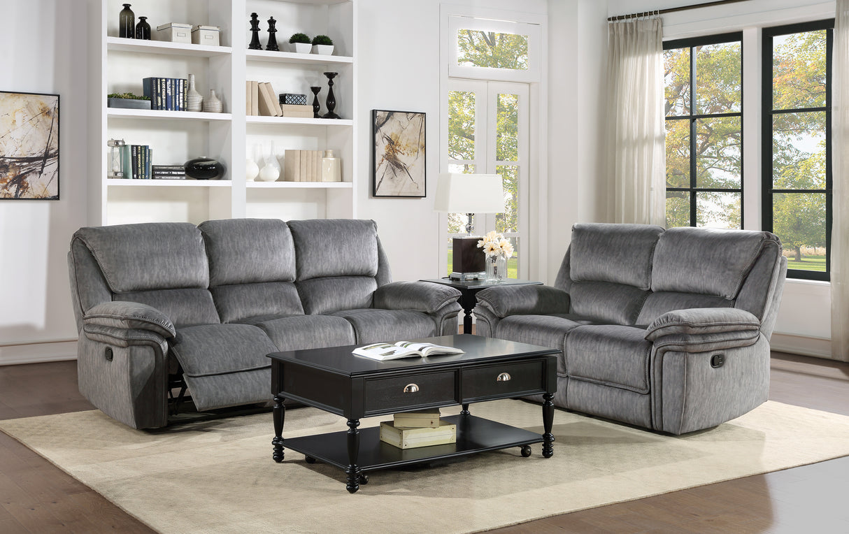 Muirfield Gray Double Reclining Loveseat from Homelegance - Luna Furniture