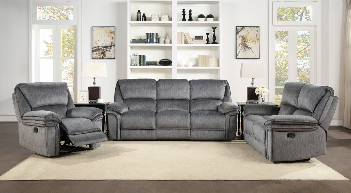 Muirfield Gray Double Reclining Loveseat from Homelegance - Luna Furniture