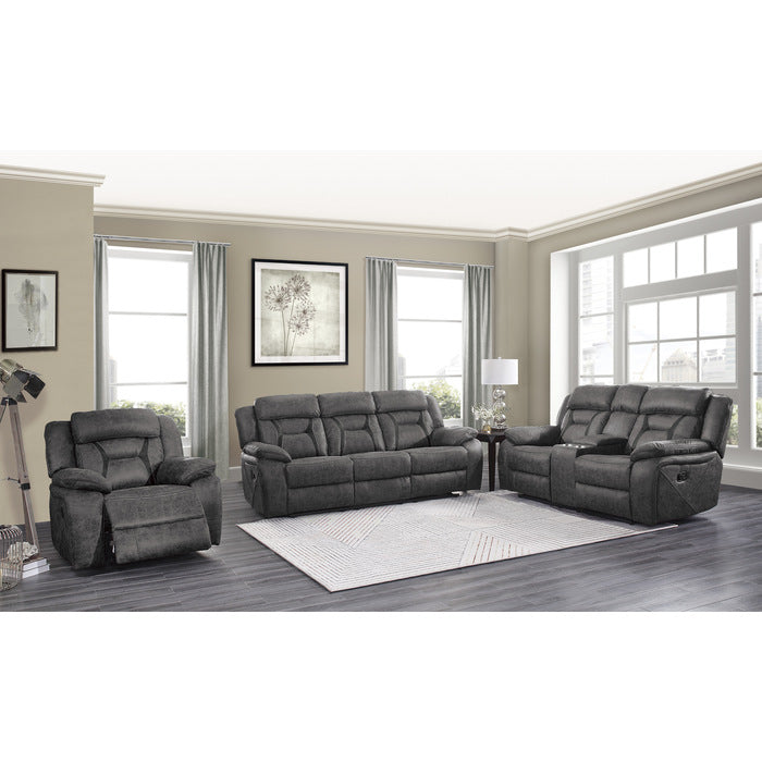 Madrona Hill Gray Double Reclining Living Room Set - Luna Furniture