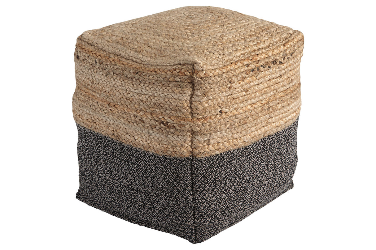 Sweed Valley Natural/Black Pouf -  - Luna Furniture