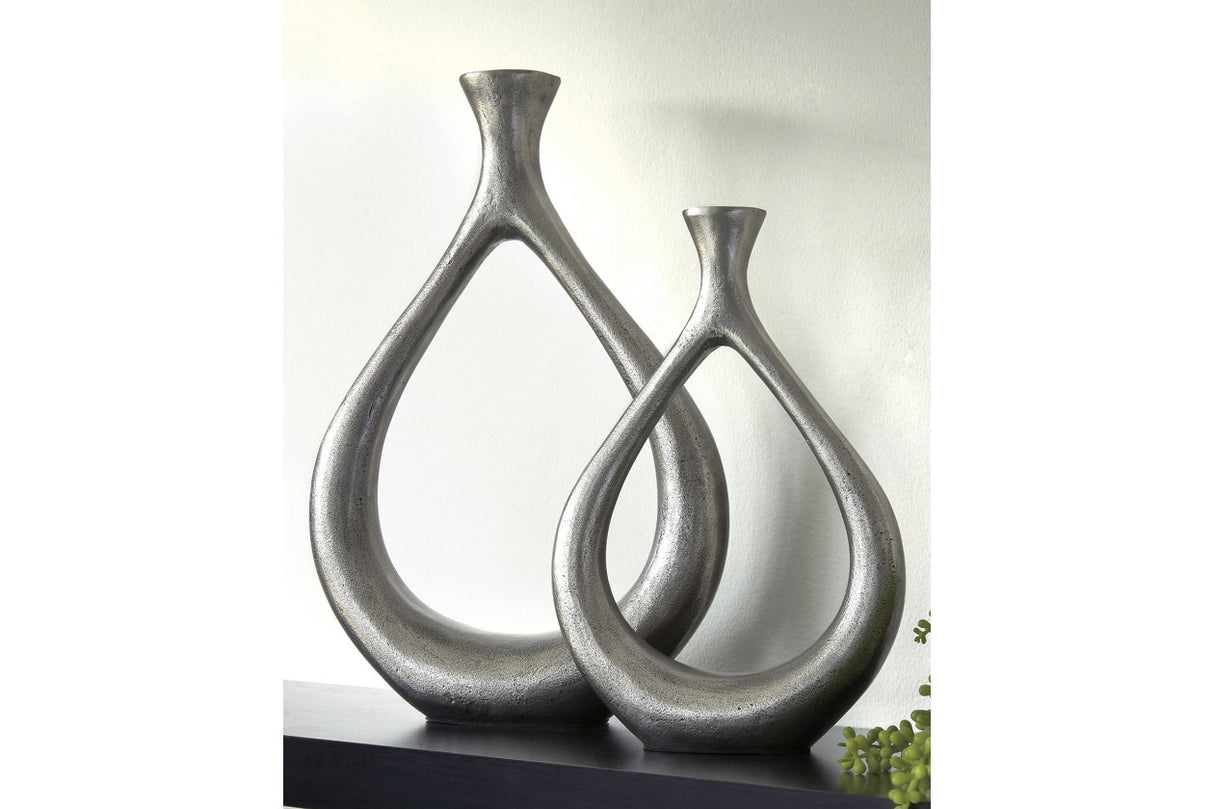 Dimaia Antique Silver Finish Vase -  Ashley - Luna Furniture