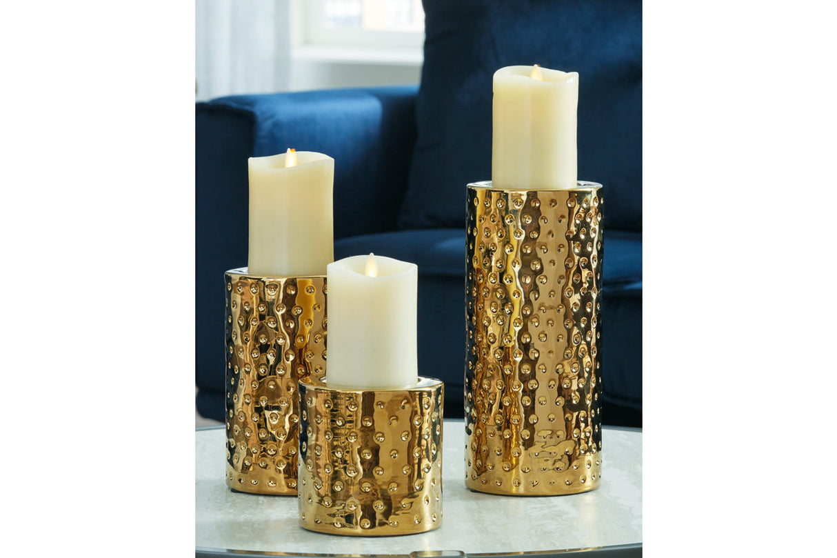 Marisa Gold Finish Candle Holder -  Ashley - Luna Furniture