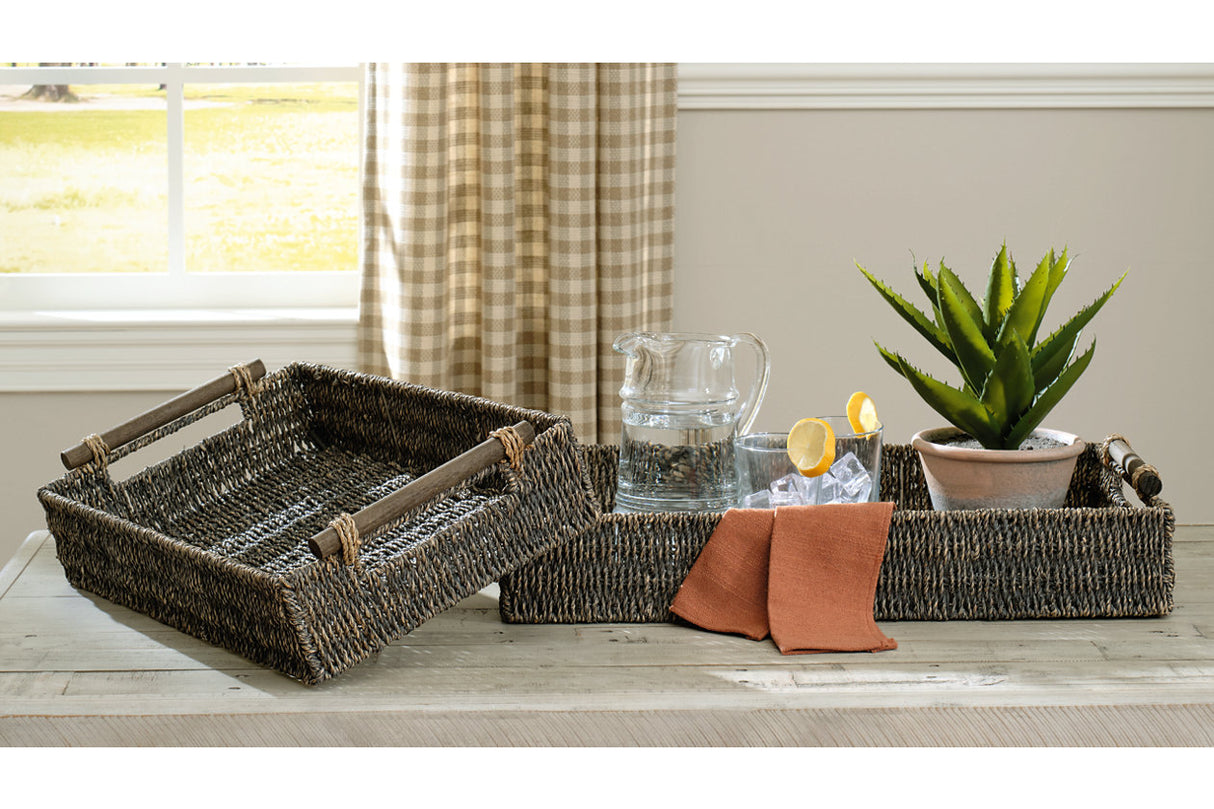 Halima Antique Gray Tray -  Ashley - Luna Furniture