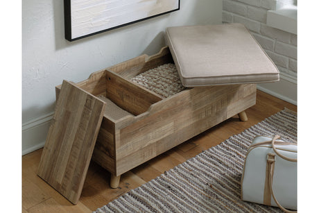 Gerdanet Beige/Brown Storage Bench -  Ashley - Luna Furniture