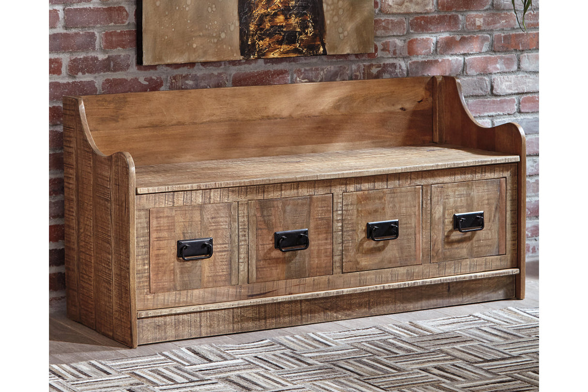 Garrettville Brown Storage Bench -  - Luna Furniture