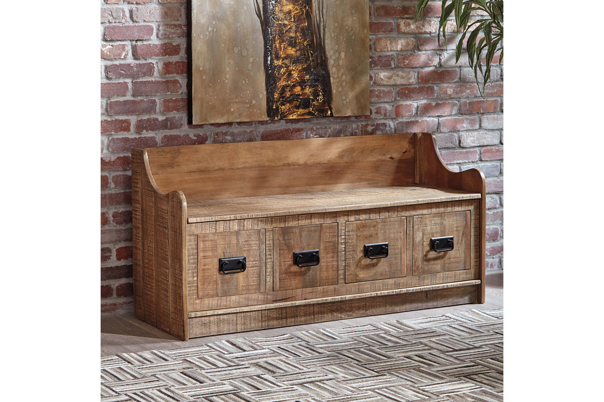 Garrettville Brown Storage Bench -  - Luna Furniture