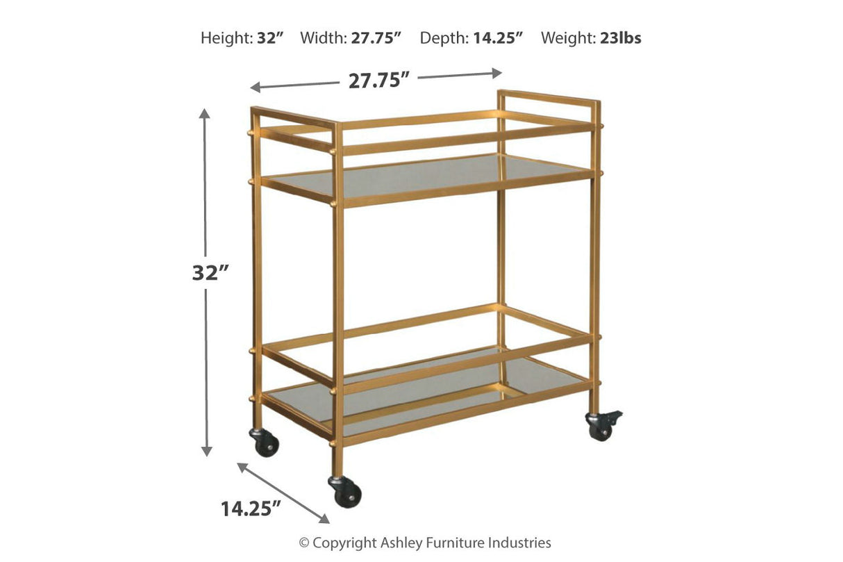 Kailman Gold Finish Bar Cart from Ashley - Luna Furniture