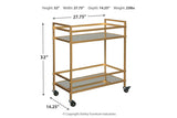 Kailman Gold Finish Bar Cart from Ashley - Luna Furniture