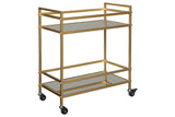 Kailman Gold Finish Bar Cart from Ashley - Luna Furniture