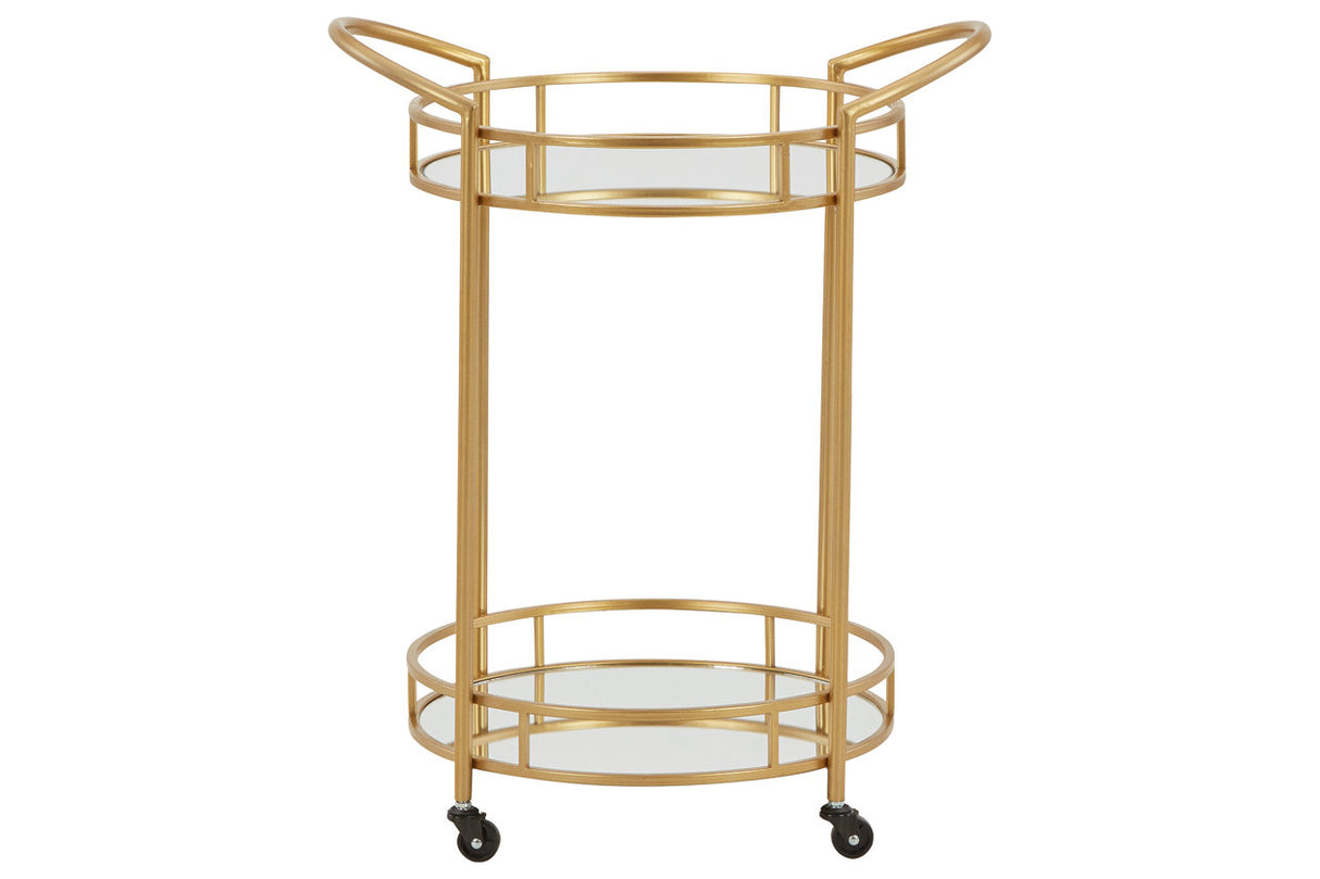 Wynora Gold Bar Cart from Ashley - Luna Furniture