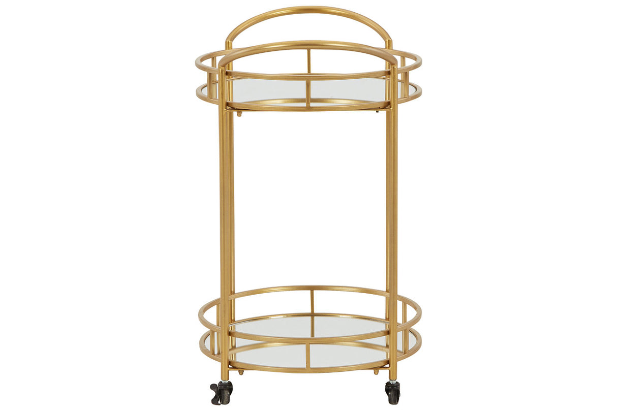 Wynora Gold Bar Cart from Ashley - Luna Furniture