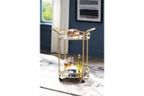 Wynora Gold Bar Cart from Ashley - Luna Furniture