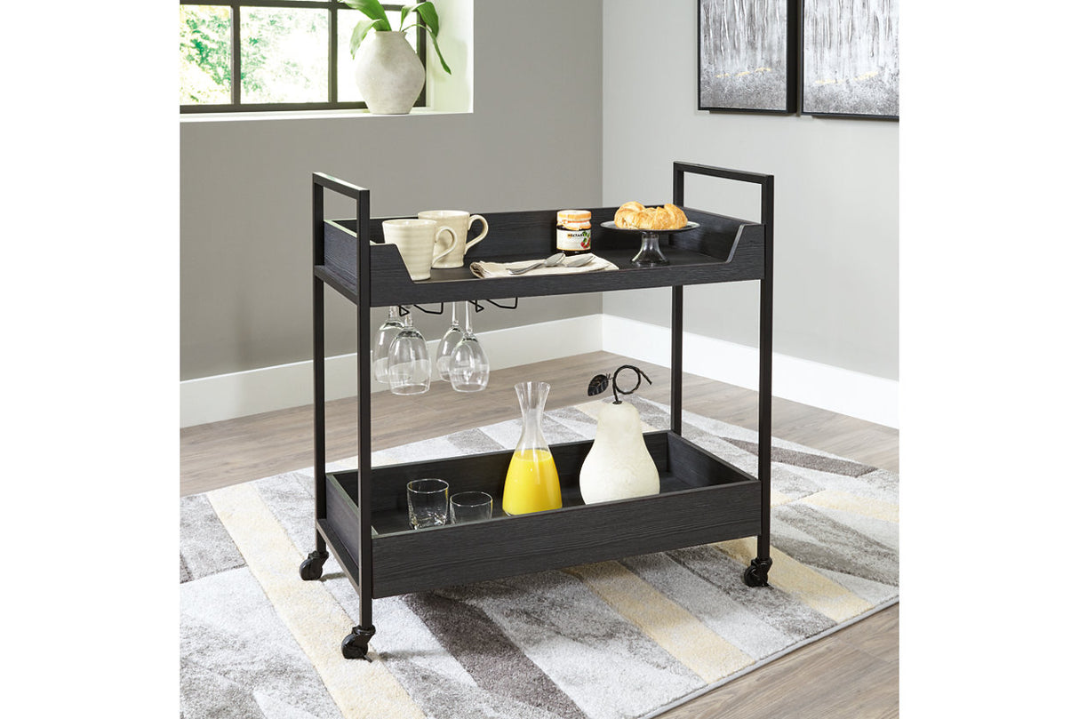 Yarlow Black/Gray Bar Cart from Ashley - Luna Furniture