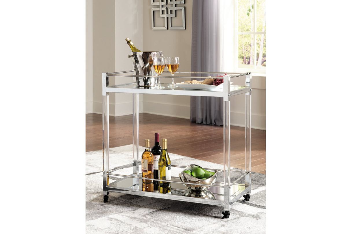 Chaseton Clear/Silver Finish Bar Cart from Ashley - Luna Furniture