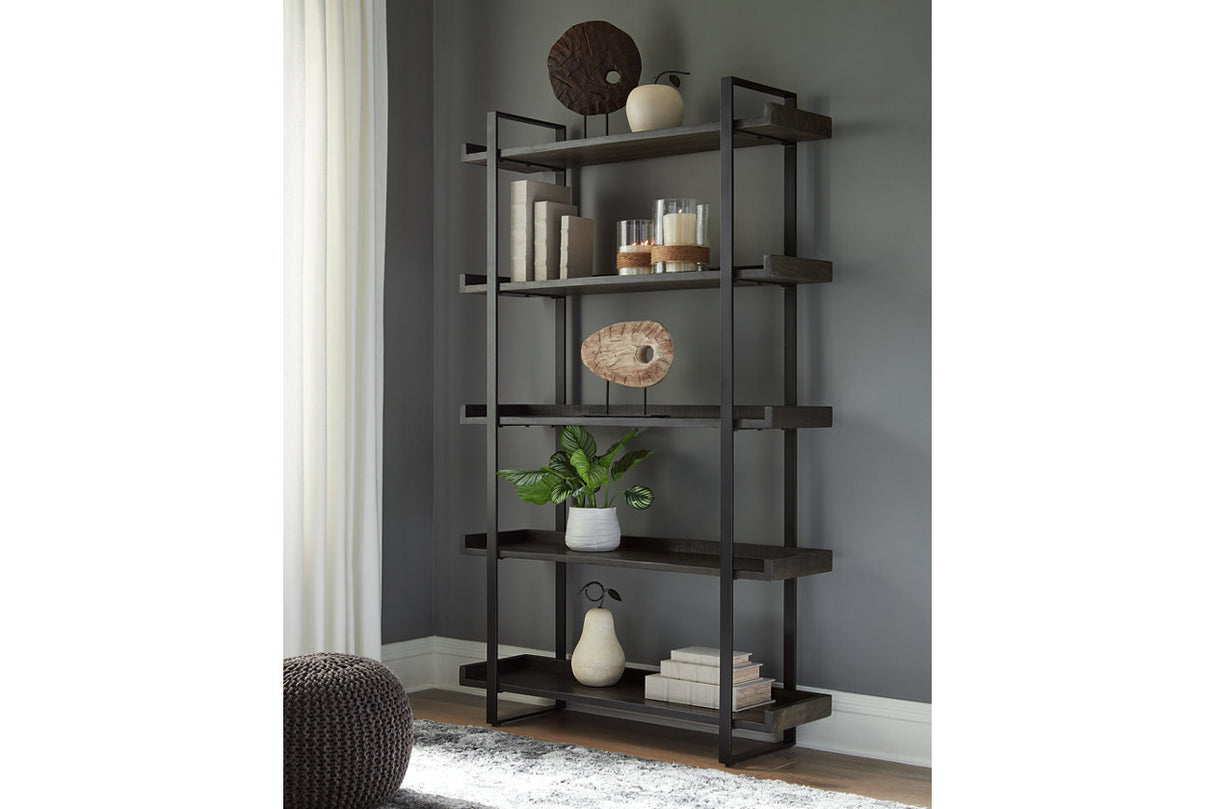 Kevmart Grayish Brown/Black Bookcase from Ashley - Luna Furniture