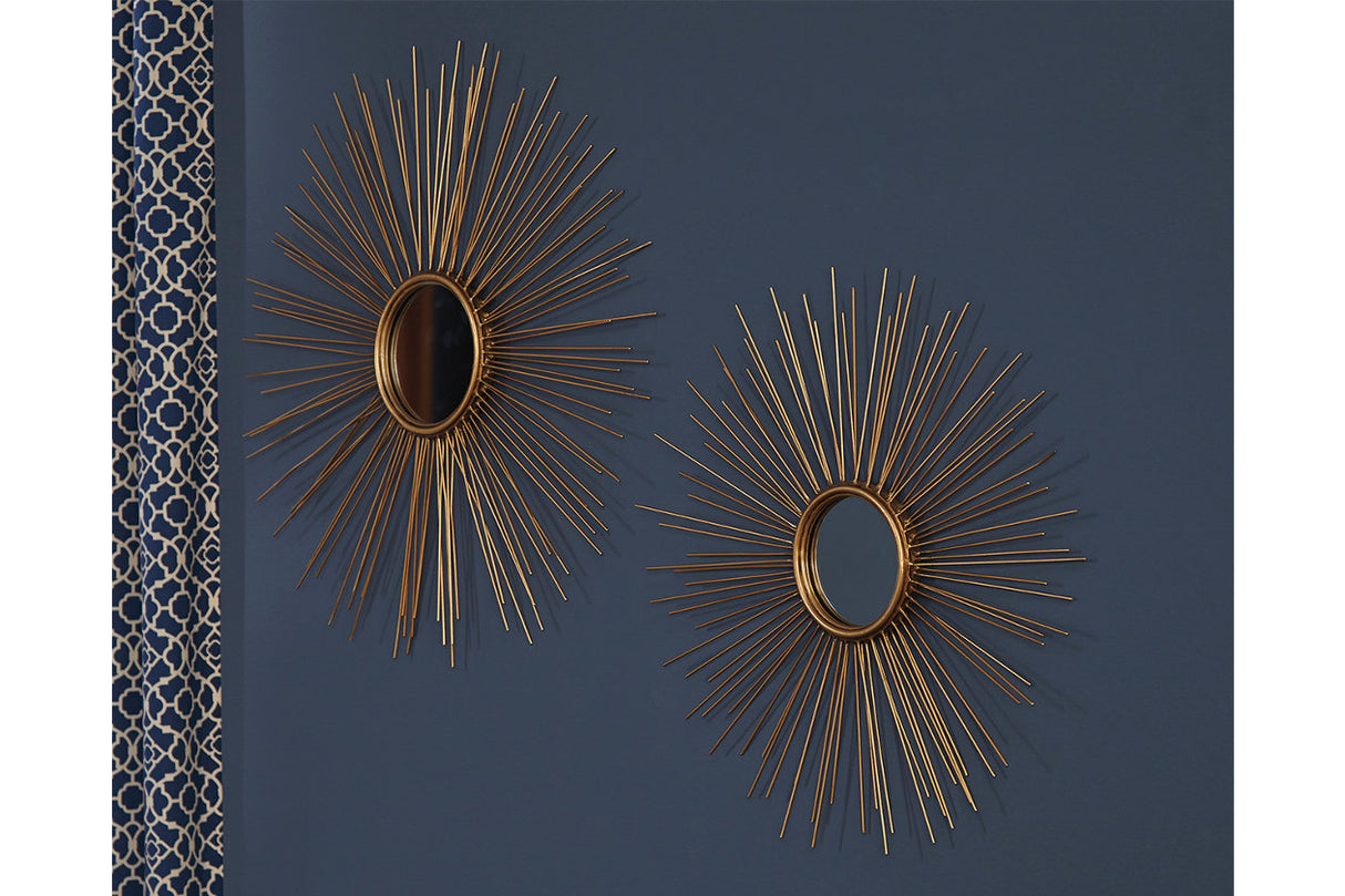 Doniel Antique Gold Finish Accent Mirror, Set of 2 -  - Luna Furniture