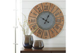 Payson Antique Gray/Natural Wall Clock from Ashley - Luna Furniture